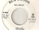NEIL SEDAKA Too Late RCA PROMO NORTHERN SOUL 45