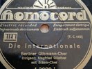 BERLINER UTHMANN CHOR DIE INTERNATIONALE  MARSCH SCHELLACKPLATTE SELTEN