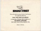Paul & Linda McCartney Beatles Broad St Beverly Hills, CA 22/10/84 Invite Ticket