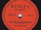 The Paragons – 78 rpm Winley 223: Two Hearts are Better Than One/Give Me Love E+
