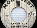ROY ORBISON vg condition 45 Paper Boy / With the Bug 1959 Rocker on MONUMENT m59