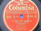 78 RPM EDITH PIAF Hymne a l'amour / La p'tite Marie COLUMBIA BF 306 Rare