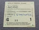 AC/DC Original 1980 Back in Black GLASGOW Apollo Concert Ticket