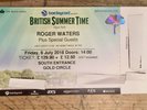 British Summer Time Hyde Park Roger Waters Gold Circle Ticket 6/7/18