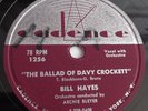 Bill Hayes - 78rpm single 10-inch – Cadence #1256 The Ballad Of Davy Crockett