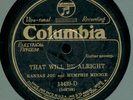 Kansas Joe & Memphis Minnie Columbia 14439 Blues E+ 78 That Will Be Alright