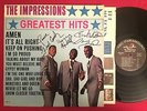 THE IMPRESSIONS - RARE AUTOGRAPHED SOUL LP GREATEST HITS - FRED CASH SAM GOODEN