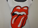 Neues Rolling Stones Bravado Damen Tank Top Gr M Classic Tongue Weiß NEU/OVP