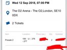 Arctic Monkey Ticksts, London, 12th September 208