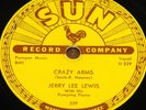 JERRY LEE LEWIS   CRAZY ARMS b/w END OF THE ROAD   USA SUN 78 RPM E+ EX PLUS