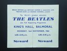 1964 THE BEATLES unused steward's concert ticket (King's Hall, Belfast) Lennon