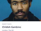 Childish Gambino 2 Two Standing Tickets London O2 Arena Concert Gig