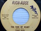TOMMY BURK the COUNTS teen doowop rocker 45 YOU TOOK MY HEART SHE TOLD A LIE pc7