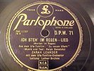Zarah Leander - ICH STEH' IM REGEN - LIED - EX Shellac - Parlophone DPW 71