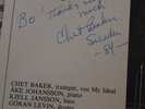 CHET BAKER Live in Sweden -84 Swe DRAGON DRLP 56 SIGNED BY Chet Baker NM