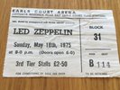 Led Zeppelin Earls Court 1975 Ticket Original