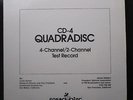 No Artist - CD-4 Quadradisc 4-Channel / 2-Channel Test Record LP New Sealed 1975