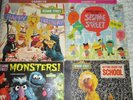 3 Vintage Sesame Street Children's Vinyl Records LP's 1975 MONSTERS + Bonus LP+
