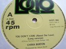 CHINA BURTON YOU DON'T CARE ABOUT OUR LOVE  & SOUGHT AFTER 1979 LOGO 12