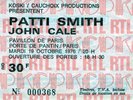 PATTI SMITH  JOHN CALE TICKET BILLET  PARIS ( FRANCE ) 19 OCTOBRE 1976