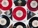 BOB DYLAN GROUP OF 6 BEAUTIFUL WHITE LABEL PROMO 45'S.  3 RED VINYL 3 BLACK