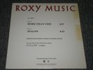 Roxy Music More Than This b/w Avalon RARE 12