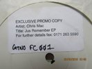 CHRIS MAC, JUS REMEMBER EP, FIRST CLASS RECORDS PROMO, UK GARAGE