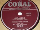 Coral 61924 The McGuire Sisters Sugartime / Banana Split 78 RPM E+ E+