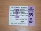 ROXY MUSIC - VERY RARE 1975 UK TICKET STUB LONDON, EMPIRE POOL WEMBLEY