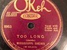 Okeh 8953  Mississippi Sheiks TOO LONG fiddle/guitar  Blues 78 rpm 1931 V-