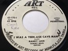 RANDY LUCK I Was a Teen Age Cave Man on Art Promo Halloween Rockabilly 45 VG++