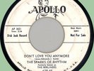 SPARKS OF RHYTHM Don't Love You Anymore / Woman, Woman 45rpm Apollo 1956 doo-wop