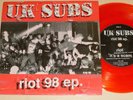 UK SUBS VERY RARE ORIG RED VINYL LTD EDT RIOT 98 EP SEX PISTOLS PUNK KBD CLASH