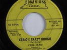 Instrumental Rockabilly Tittyshaker 45 EARL CRAIG Crazy Boogie DOMINION HEAR