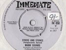Warm Sounds - Sticks And Stones - Angeline - UK Psych Immediate 7 inch vinyl VG+