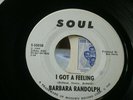 BARBARA RANDOLPH.I GOT A FEELING.RARE WHITE LABEL ISSUE. STAMPED UK4M-1756-1A.
