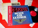 SAXON DENIM AND LEATHER 1981 JAPAN INITIAL 1st Press VINYL LP+OBI Iron Maiden