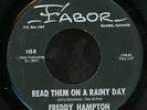 FREDDY HAMPTON. READ THEM ON A RAINY DAY. 45.NORTHERN SOUL / POPCORN. VG+