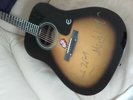 rolling stones autograph MICK JAGGER & RON WOOD signed live guitare epiphone pro