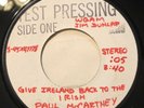 PAUL McCARTNEY   GIVE IRELAND BACK TO THE IRISH   APPLE TEST PRESSING   Rare 45