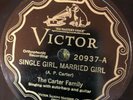 Victor 20937 Carter Family SINGLE GIRL   78 rpm BRISTOL SESSIONS 1927 E+