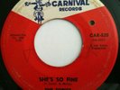 Rare 1966 Northern Soul Funk CARNIVAL 520 45 The Topics SHE'S SO FINE / I DON'T