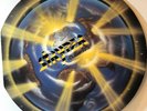 STRYPER The Yellow And Black Attack 1986 Enigma ROUND BLUE VINYL VG++/VG++/EX