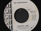 EXCEPTIONALS: Unlucky Girl / What About Me? 45 (dj, lbl stain, tag residue ol)