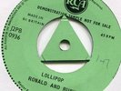 Ronald and Ruby,  Lollipop  45 rpm one sided Demo on uk RCA