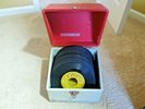 VINTAGE 45 RPM COLUMBIA Wooden Record Case With 50 SUN Label ROCKABILLY 45's