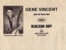 GENE VINCENT • BLUEJEAN BOP • RARE NZ PROMO EP 1.764 PICTURE SLEEVE (NO RECORD)