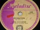 LORD KITCHENER Federation / Alfonso 78 1958 MELODISC 1st  RARE CALYPSO