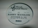 BARRY MANILOW - Words And Music. 2-LP RADIO SHOW. 11/15/81. POP - RARE  *NM*