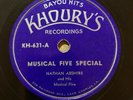 CAJUN FRENCH 78 NATHAN ABSHIRE MUSICAL FIVE SPECIAL KHOURY'S 631 MINT- BEAUTY